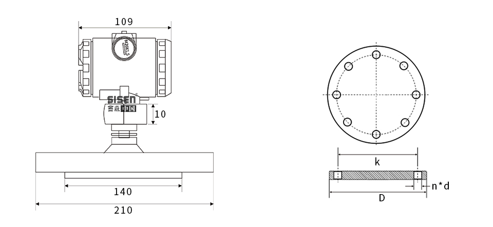 BST6600-LT系列法蘭盤(pán)安裝壓力變送器產(chǎn)品尺寸